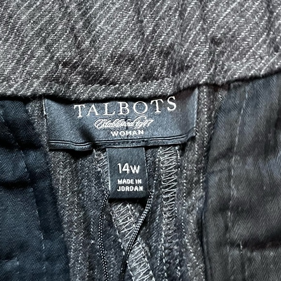 NEW Talbots 14W Heritage Gray Pinstripe Trouser Pant Career Wool Straight - Picture 2 of 6